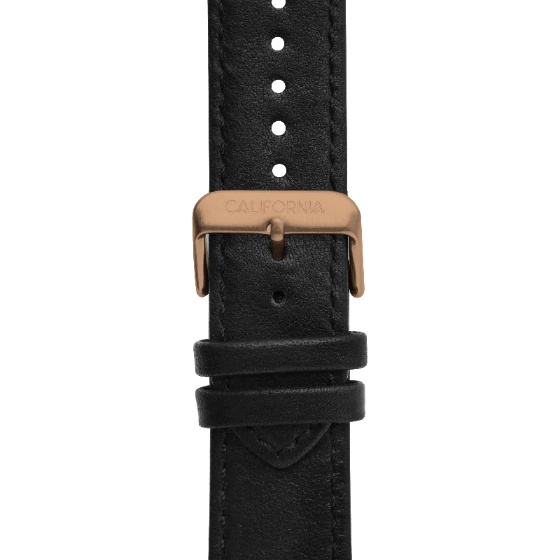 22mm Leather Black Rose Gold