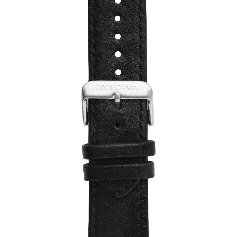 22mm Leather Black Silver