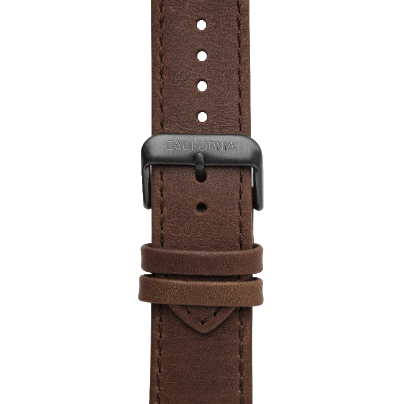 22mm Leather Dark Brown Gray