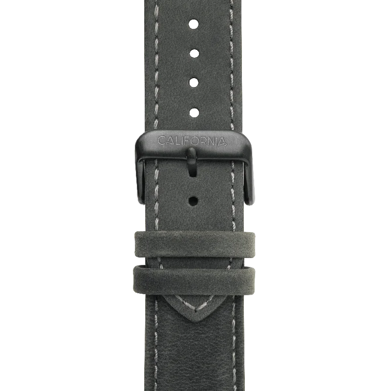 22mm Leather Dark Gray Gunmetal