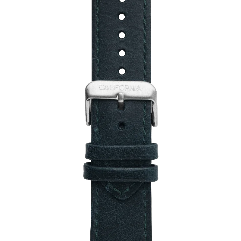 22mm Leather Navy Silver