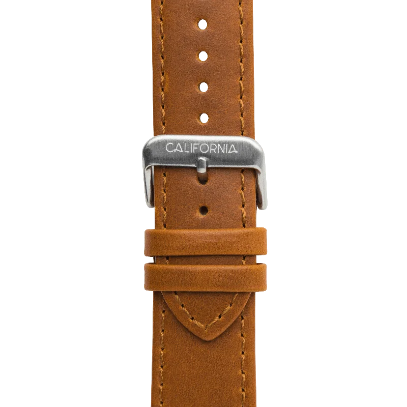 22mm Leather Brown Silver