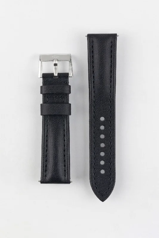 Artem Straps Classic Black Sailcloth Watch Strap with Black Stitching