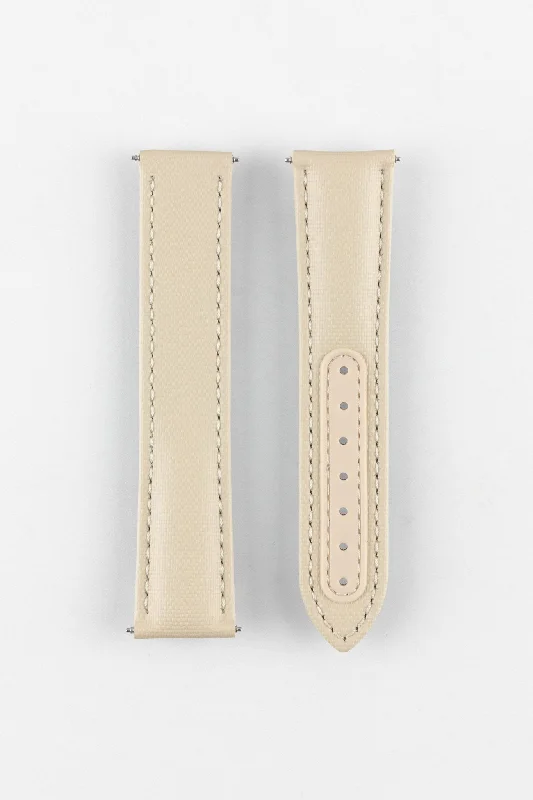 Artem Straps Loop-less™ Beige Sailcloth Watch Strap with White Stitching