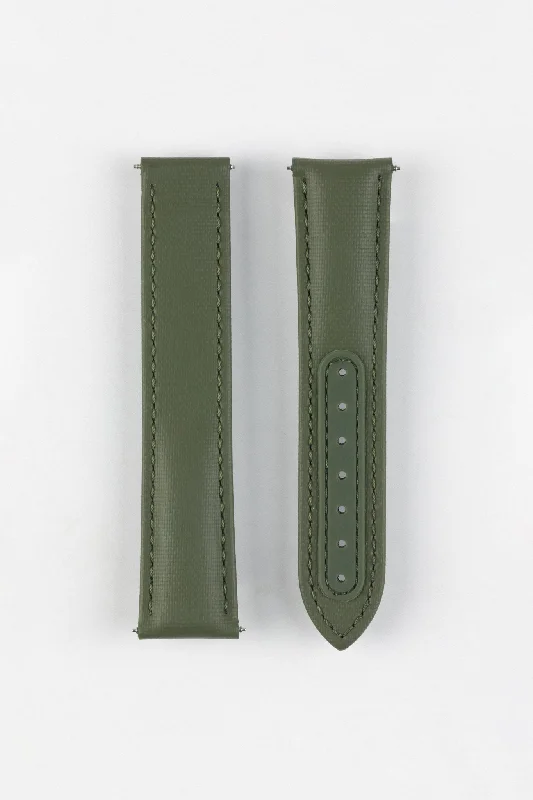 Artem Straps Loop-less™ Green Sailcloth Watch Strap with Green Stitching