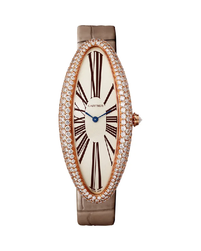 BAIGNOIRE ALLONGEE WATCH, EXTRA LARGE MODEL, ROSE GOLD, DIAMONDS