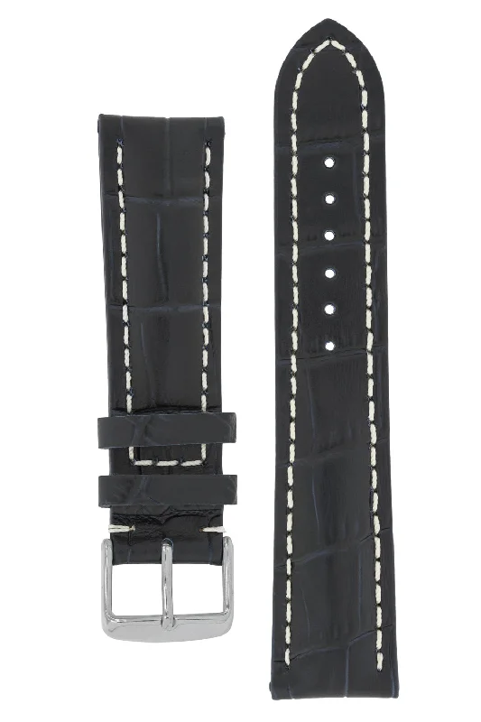 Breitling-Style Alligator-Embossed Watch Strap & Buckle Blue