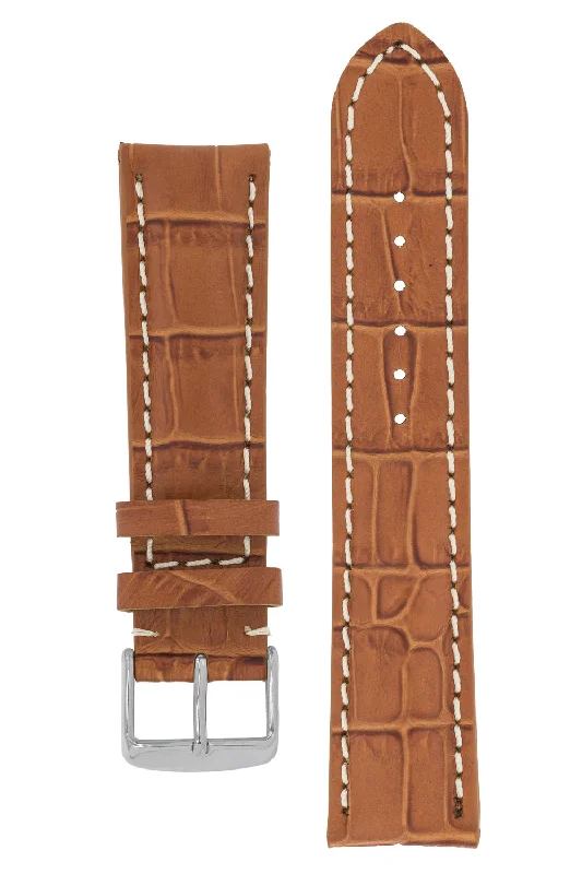 Breitling-Style Alligator-Embossed Watch Strap & Buckle Brown