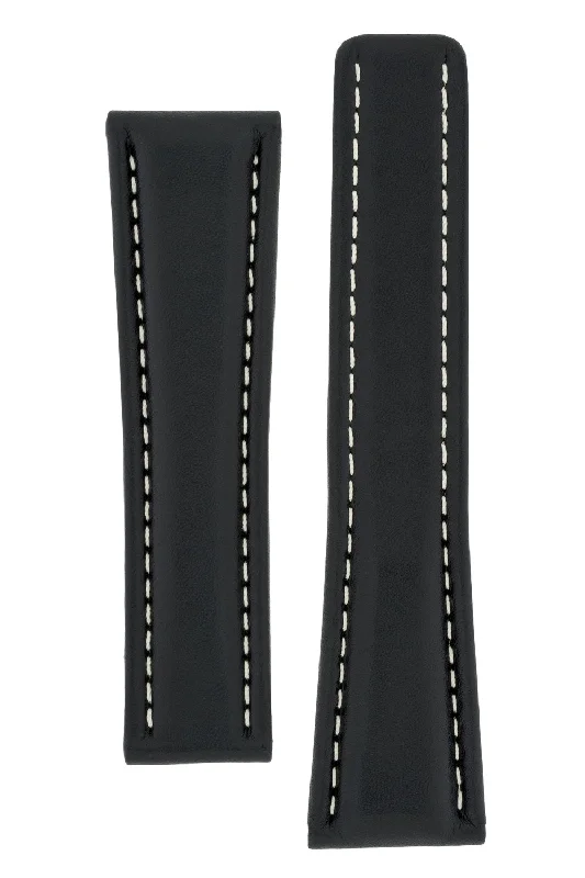 Breitling-Style Calf Deployment Watch Strap in BLACK