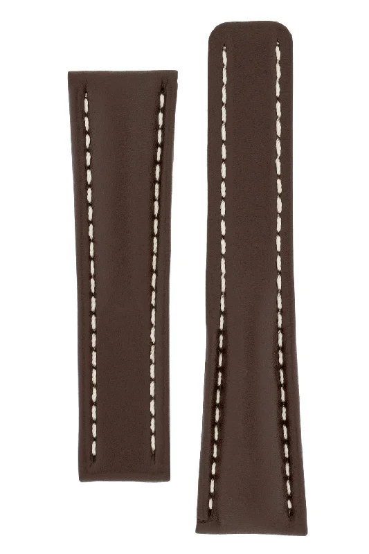 Breitling-Style Calf Deployment Watch Strap in Chocolate Brown