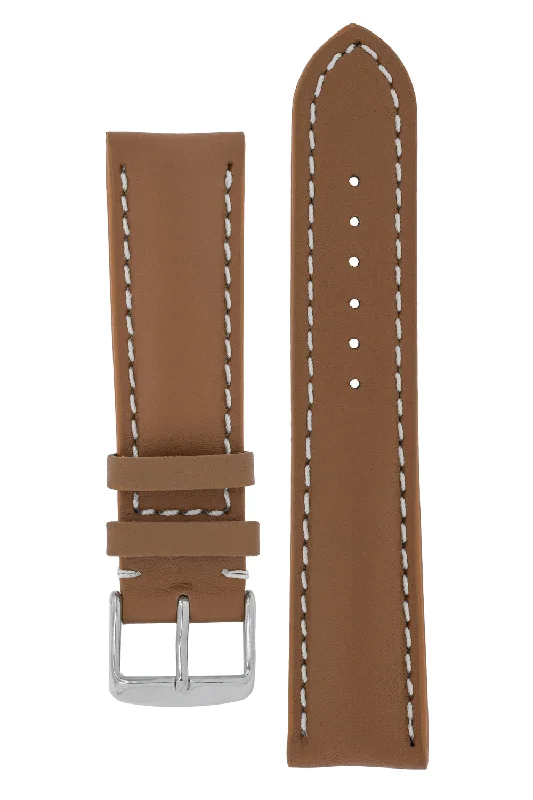 Breitling-Style Calf Leather Watch Strap & Buckle Caramel