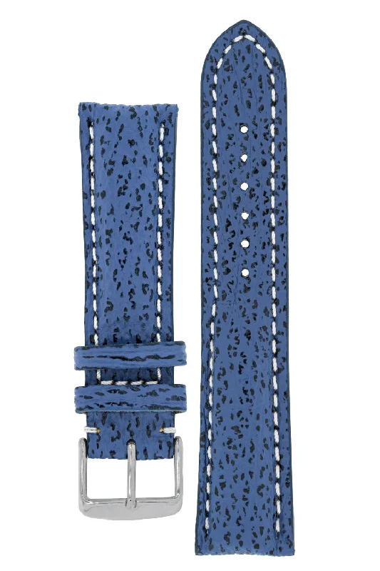 Breitling-Style Shark Leather Watch Strap and Buckle in NIGHT BLUE