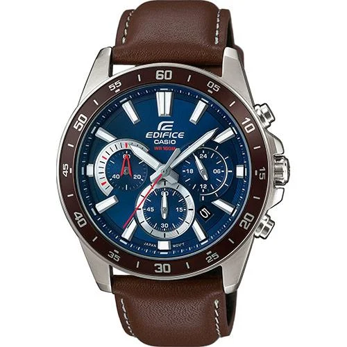 Casio Edifice Standard Chronograph Brown Leather Strap Watch EFV570L-2A EFV-570L-2A