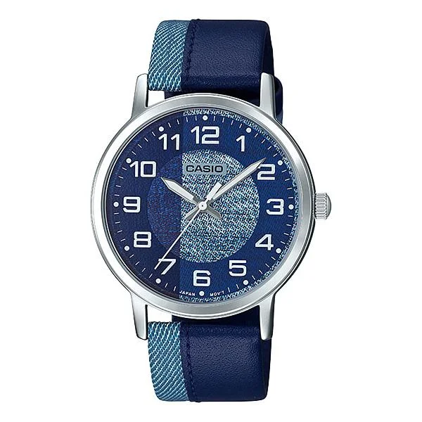 Casio Men's Standard Analog Blue Leather Band Watch MTPE159L-2B1 MTP-E159L-2B1