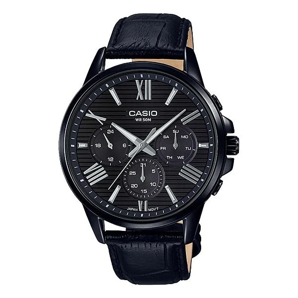 Casio Men's Multi-Hand Black Leather Band Watch MTPEX300BL-1A MTP-EX300BL-1A