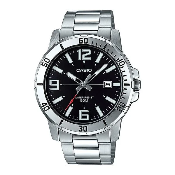 Casio Men's Diver Look Silver Stainless Steel Band Watch MTPVD01D-1B MTP-VD01D-1B