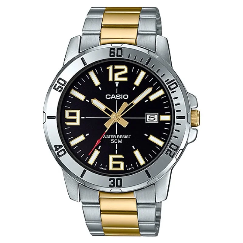 Casio Men's Diver Look Two-Tone Stainless Steel Band Watch MTPVD01SG-1B MTP-VD01SG-1B