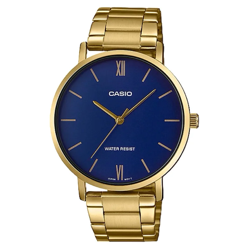 Casio Men's Analog Gold Stainless Steel Band Watch MTPVT01G-2B MTP-VT01G-2B