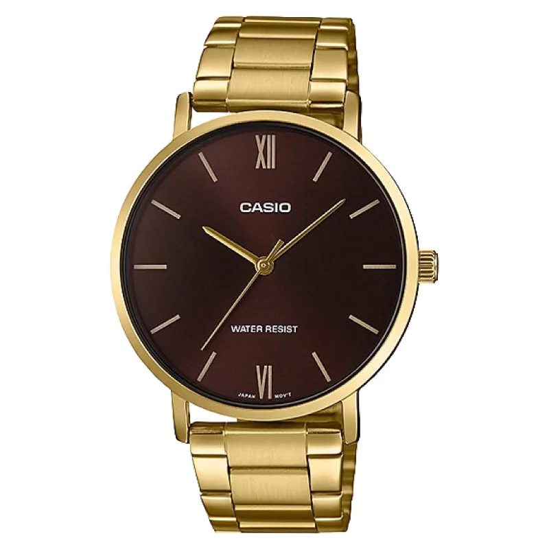 Casio Men's Analog Gold Stainless Steel Band Watch MTPVT01G-5B MTP-VT01G-5B