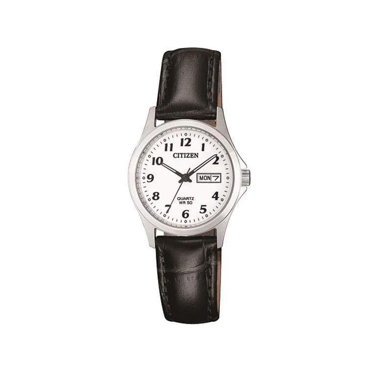 Citizen Ladies Steel Day / Date Leather Watch