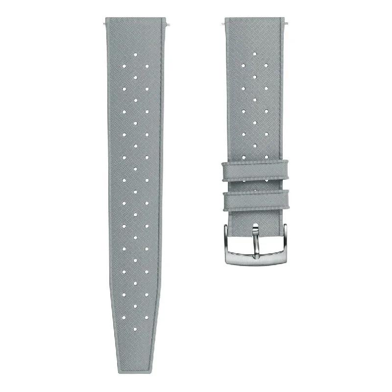 Classic Tropical Style FKM Rubber Watch Strap - Grey