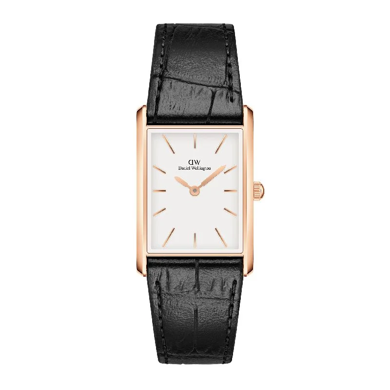 Daniel Wellington Bound Black Crocodile Rose Gold Watch 35x24mm