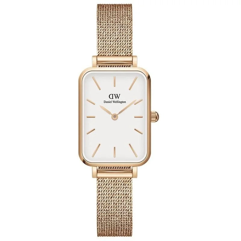 Daniel Wellington Quadro Pressed Mesh Rose Gold White