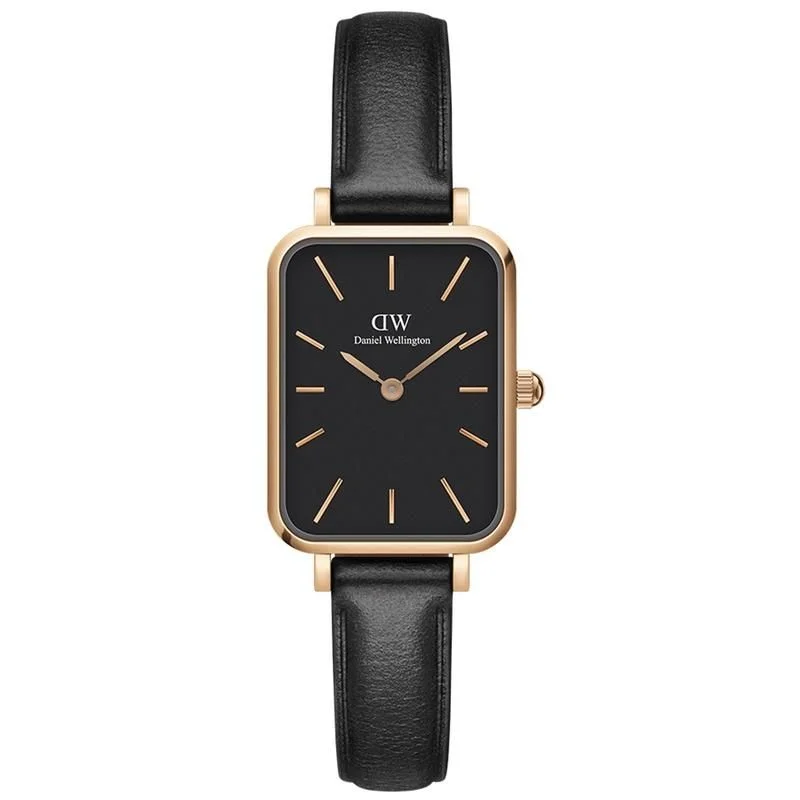 Daniel Wellington Quadro Pressed Sheffield Leather Rose Gold Black