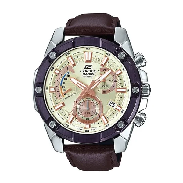 Casio Edifice Standard Chronograph Dark Brown Leather Strap Watch EFR559BL-7A EFR-559BL-7A