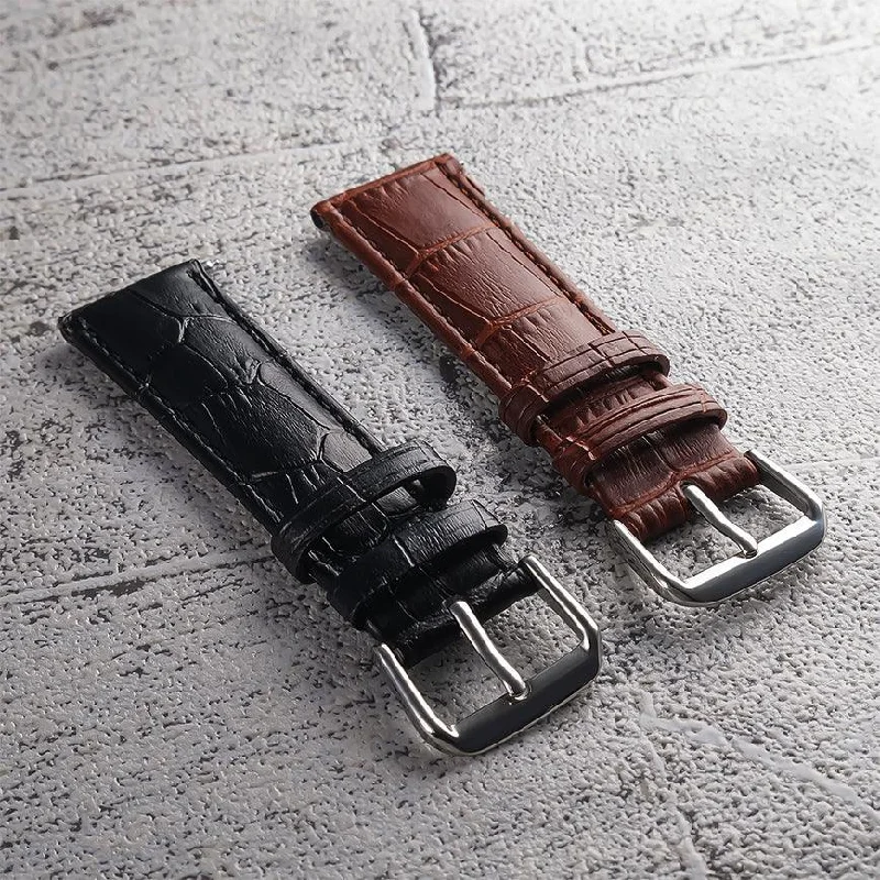 Embossed Cowhide Strap Black