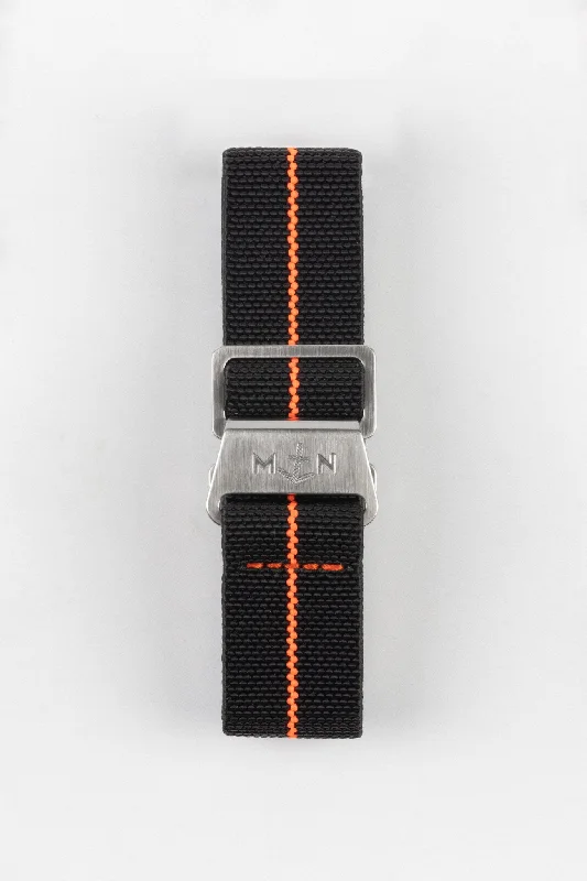 Erika's Originals BLACK OPS MN™ Strap with HOT ORANGE Centerline - BRUSHED Hardware