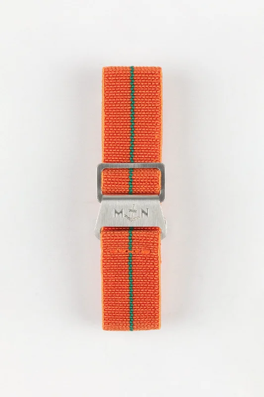 Erika's Originals ORANGE MN™ Strap with GREEN Centerline - BRUSHED Hardware