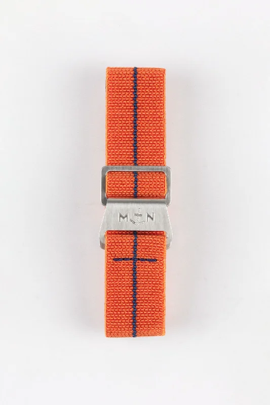 Erika's Originals ORANGE MN™ Strap with NAVY BLUE Centerline - BRUSHED Hardware