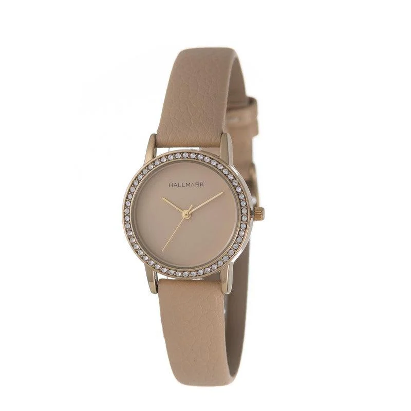 Hallmark Ladies Leather Brown Strap Champagne Dial