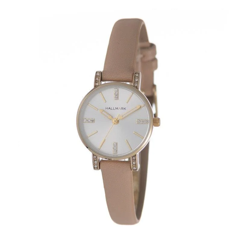 Hallmark Ladies Leather Brown Strap Silver Dial