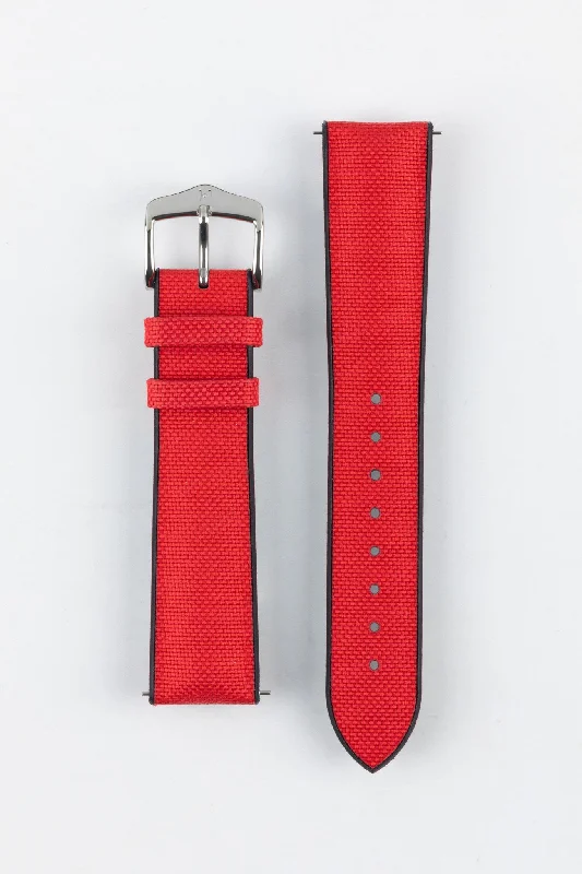 Hirsch ARNE Animal-Free Sailcloth Effect Performance Watch Strap - RED