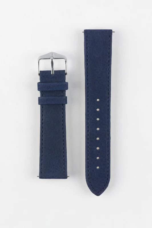 Hirsch OSIRIS Calf Leather with Nubuck Effect Watch Strap in DARK BLUE