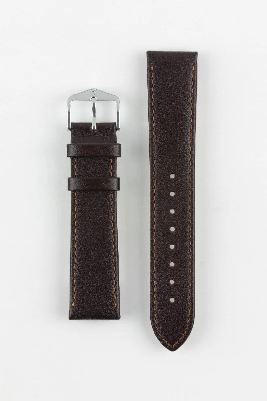 Hirsch OSIRIS NQR Calf Leather Watch Strap in BROWN