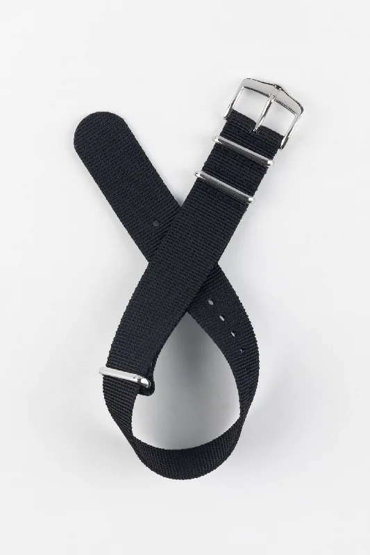 Hirsch RUSH RECYCLED Polyester Watch Strap in BLACK