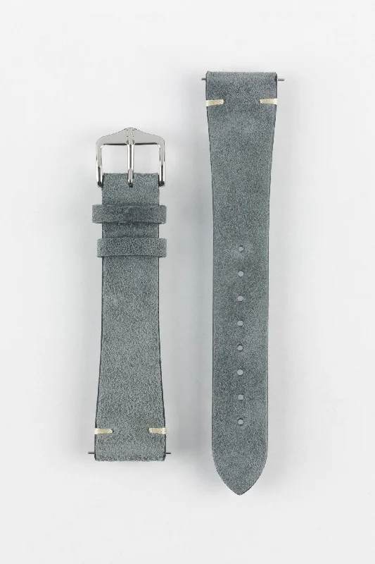 Hirsch SERRO Suede Watch Strap in Grey