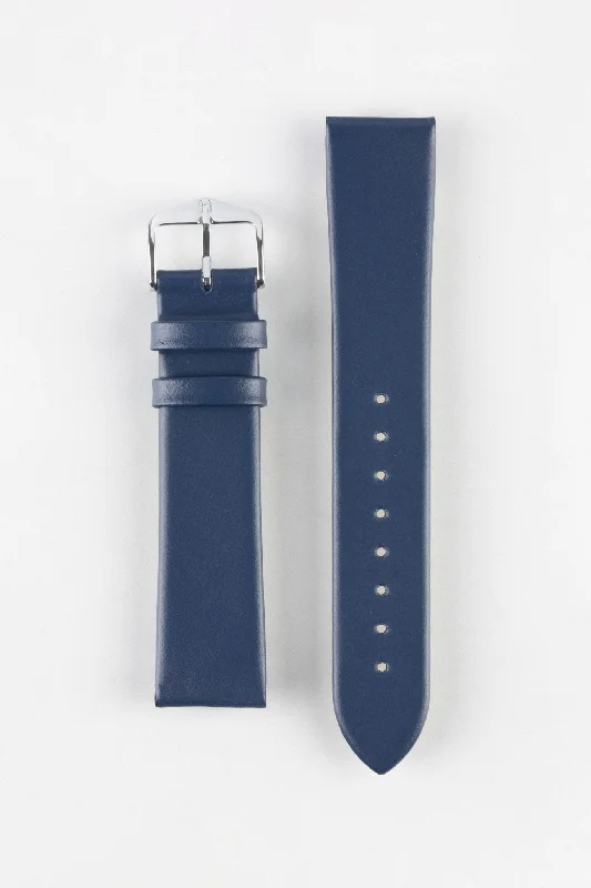 Hirsch TORONTO NQR Fine-Grained Leather Watch Strap in BLUE