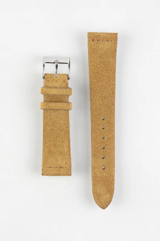 JPM Italian Suede Leather Watch Strap in BEIGE