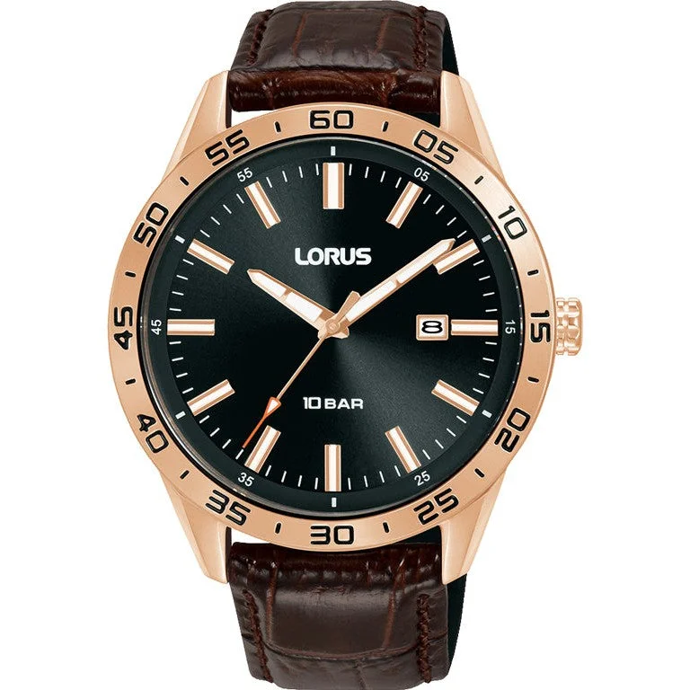 Lorus Gents Brown Leather 3-Hands Watch