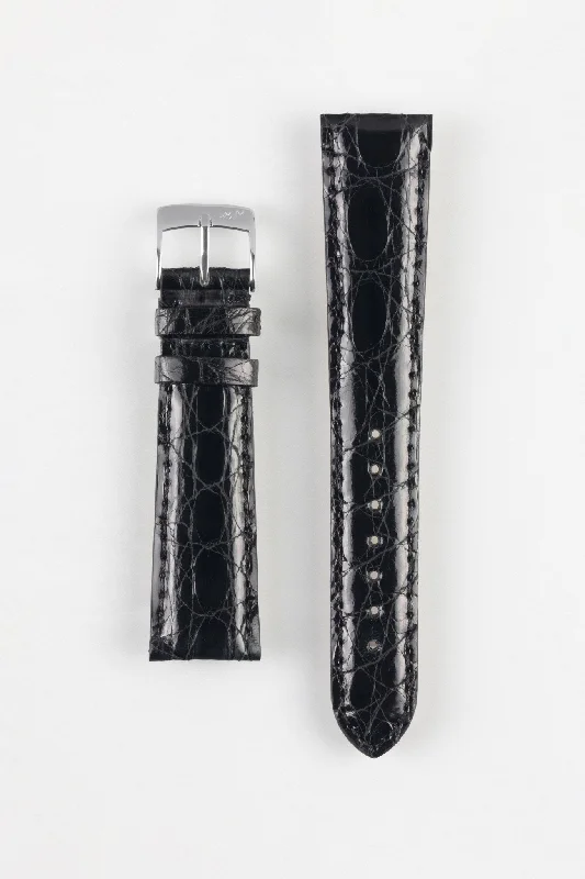 Morellato AMADEUS Genuine Crocodile Leather Watch Strap in BLACK