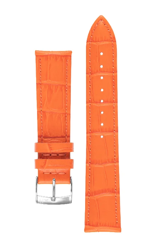 Morellato BOLLE Alligator-Embossed Calfskin Leather Watch Strap in ORANGE