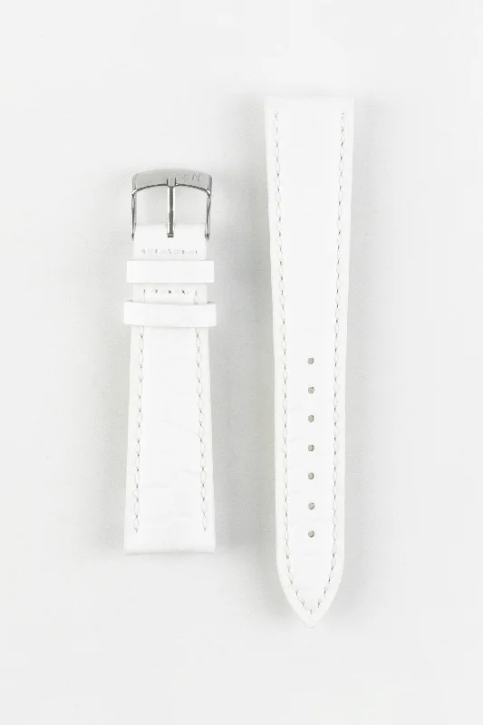 Morellato LIVERPOOL Crocodile-Embossed Calfskin Leather Performance Watch Strap in WHITE