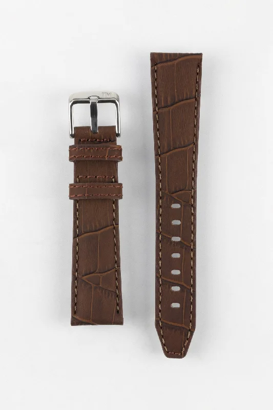 Morellato SOCCER Alligator-Embossed Calfskin Leather Watch Strap in BROWN