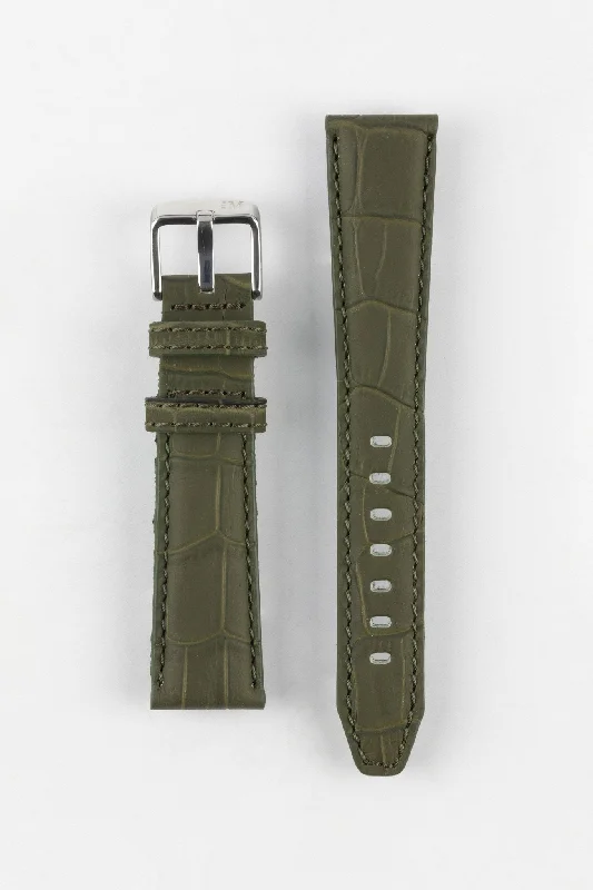 Morellato SOCCER Alligator-Embossed Calfskin Leather Watch Strap in GREEN