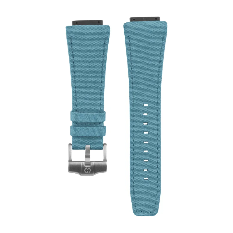 Nylon Leather Watch Strap | Light blue 21cm