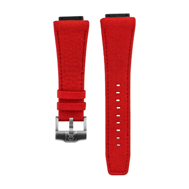 Nylon Leather Watch Strap | Red 21cm